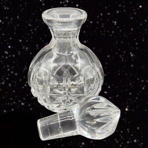Galway Irish Crystal Clear Round Empty Perfume Bottle With Stopper Marked 4.5”T